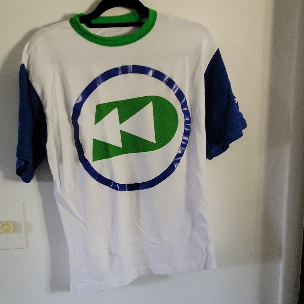 Diesel White Rash Guard with Blue and Green Accents